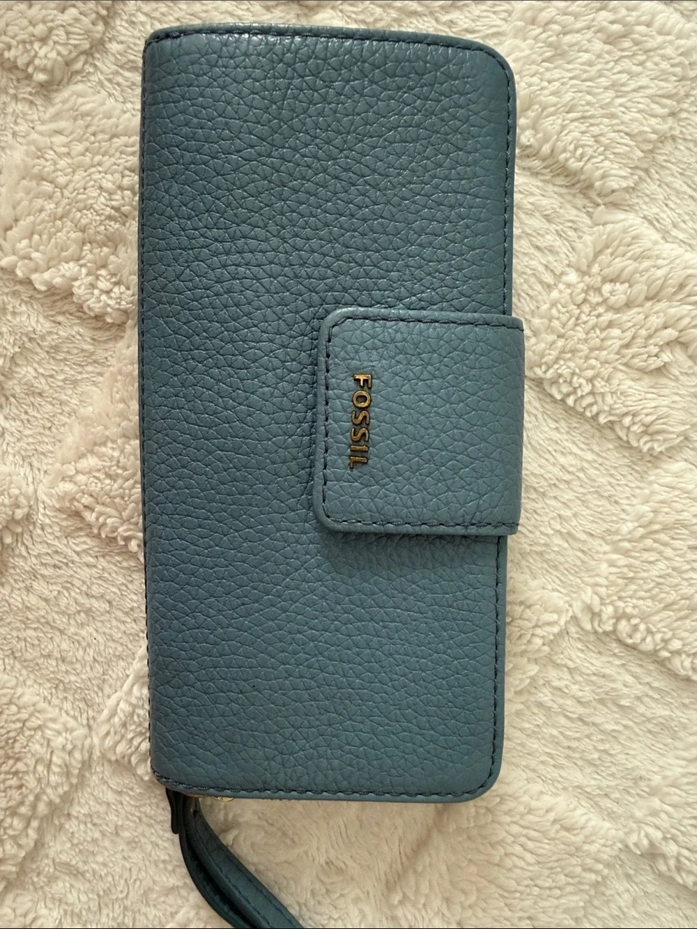 Fossil Pebbled Leather Wallet Phone Case in Slate Blue